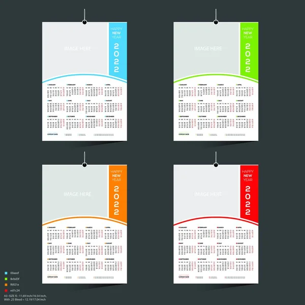 Meses Vector Color 2022 Diseño Calendario — Vector de stock
