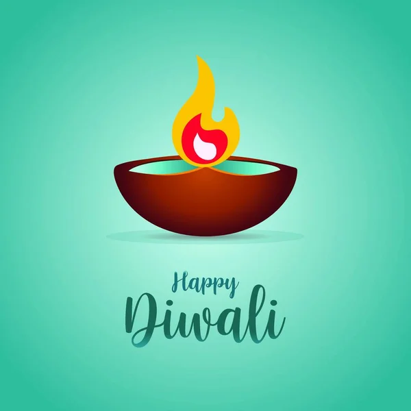 Happy Diwali Festival Celebration Background Colorful Diya — Stock Vector