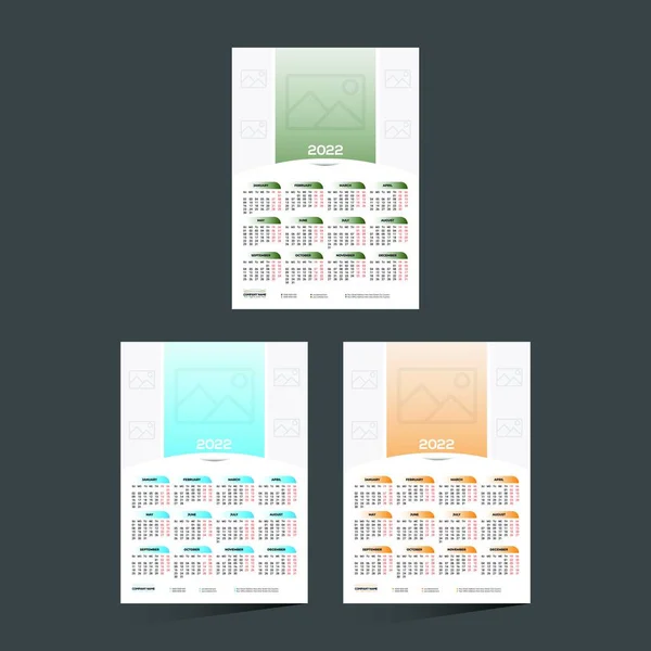 Meses Vector Color 2022 Diseño Calendario Para Cualquier Tipo Uso — Vector de stock