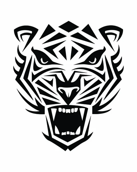 Illustration Vectorielle Tête Tigre Dessin Noir Blanc — Image vectorielle