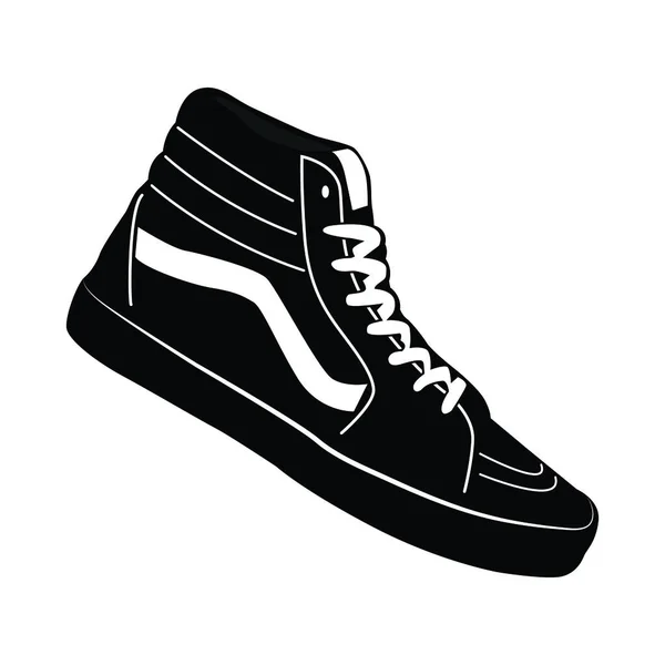 Sneakers Icon Black Style Isolated White Background Shoes Symbol Vector — Stock Vector