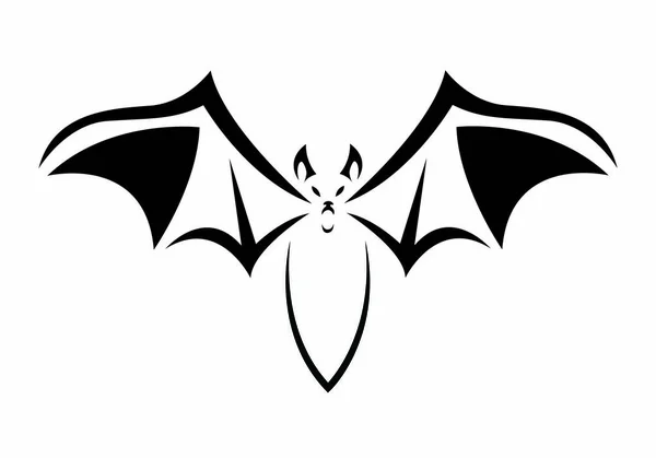 Ilustração Vetorial Preto Branco Morcego Halloween — Vetor de Stock