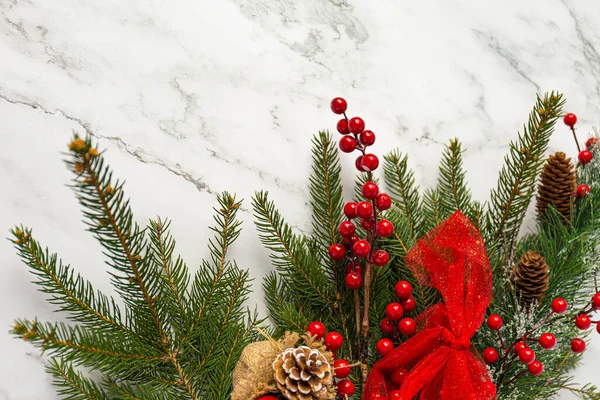 Fondo Navidad Con Ramas Abeto Nieve —  Fotos de Stock