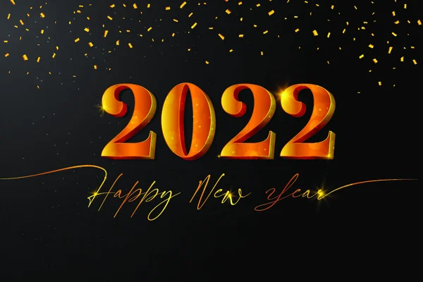 Feliz Año Nuevo 2022 Con Confeti Oro Ilustración Vectorial — Vector de stock