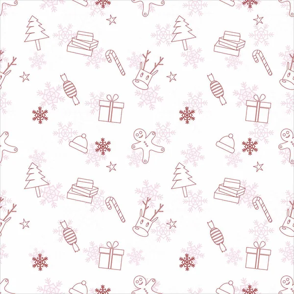 Weihnachten Nahtloses Muster Mit Handgezeichneten Schneeflocken Vektorillustration — Stockvektor
