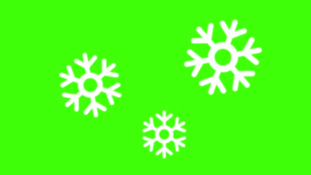 Icono Copo Nieve Verde Aislado Sobre Fondo Azul Ilustración Vectorial — Vídeos de Stock