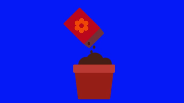 Rote Blume Topf Vektorillustration — Stockvideo