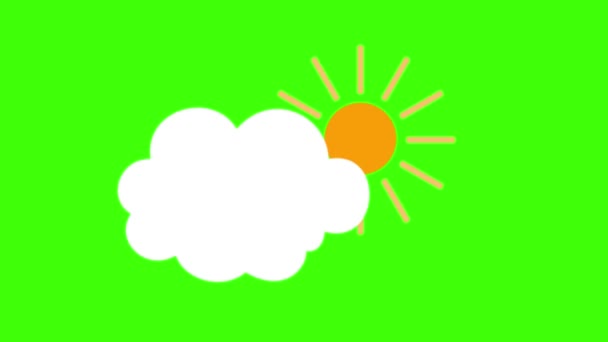 黄色の背景に分離された緑の太陽のアイコン ベクトルイラストレーション — ストック動画