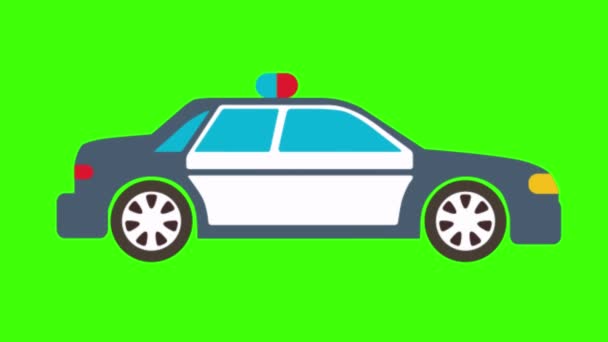 Animação Desenho Animado Brilhante Carro Polícia — Vídeo de Stock