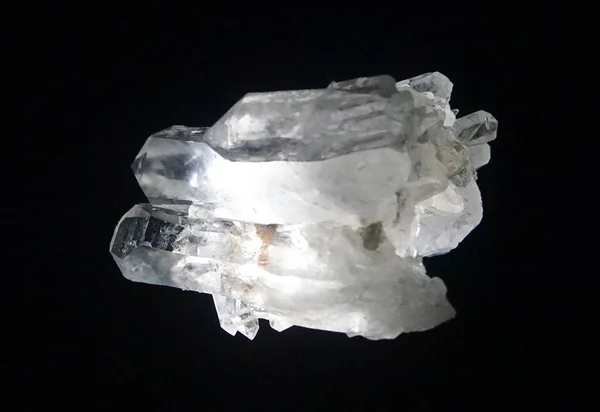 Close Crystal Mineral Quartz Black Background — Stockfoto