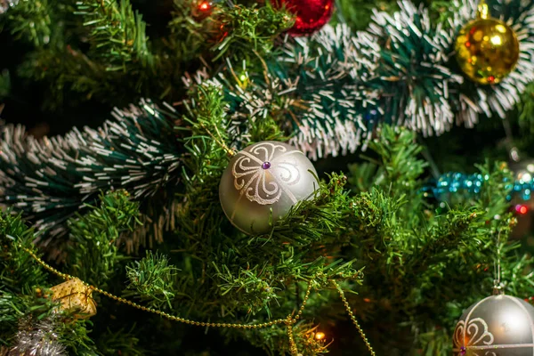 Árvore Natal Com Decorações Brinquedos — Fotografia de Stock