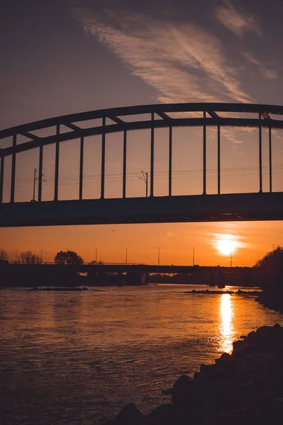 Západ Slunce Nad Řekou — Stock fotografie