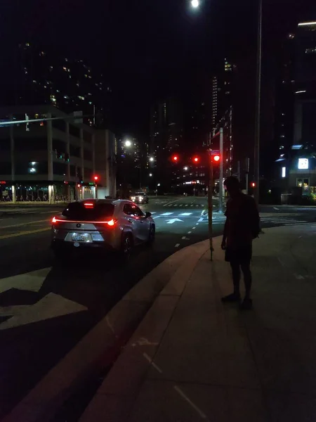 Visão Noturna Cidade Nova Iorque — Fotografia de Stock