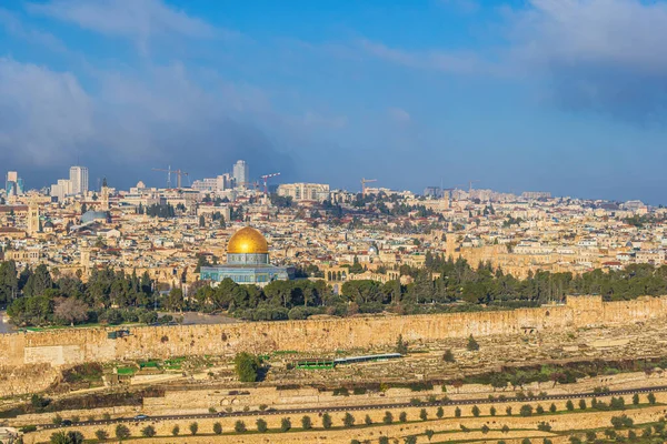 Jerozolima Stare Miasto Widziane Góry Oliwnej — Zdjęcie stockowe