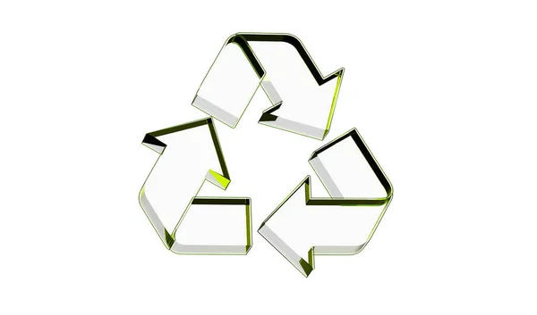 Rendering Green Eco Recycling Symbol White Background — Fotografia de Stock