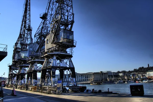 Port Przemysłowy Mieście Ryga Łotwa — Zdjęcie stockowe