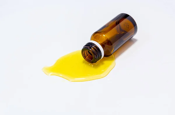 Bottle Honey Oil White Background — Stock Photo, Image