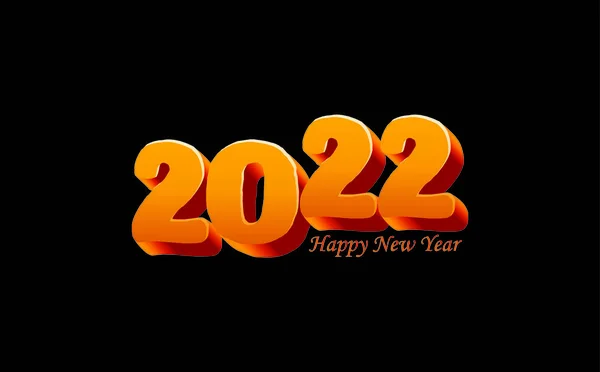 Happy New Year 2022 Text Golden Numbers — Stock Vector