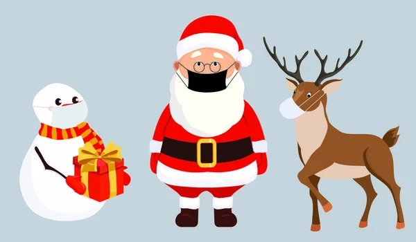 Santa Claus Christmas Hat Reindeer Vector Illustration — Stock Vector