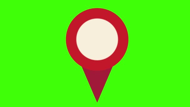 Pin Mapa Sobre Fondo Verde Neón — Vídeo de stock