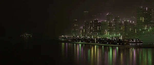 Nachtzicht Van Stad Van New York — Stockfoto