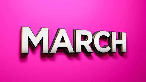 Pink March Lettering Words Pink Background Rendering — Fotografia de Stock