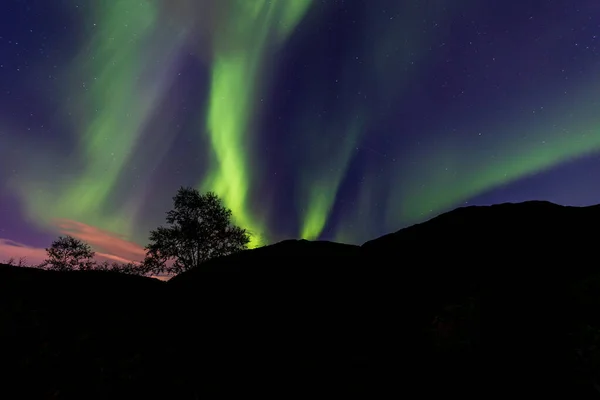 Aurora Boreale Aurora Boreale Sopra Cielo Notturno — Foto Stock