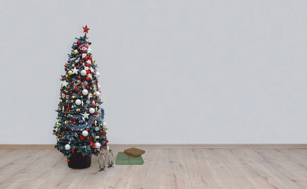 Kerstboom Hardhouten Vloer — Stockfoto