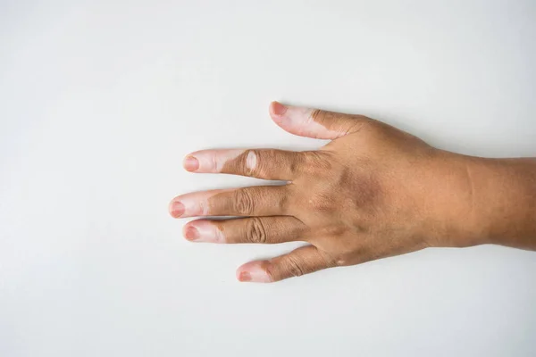 Mão Das Mãos Uma Mulher Com Fundo Branco — Fotografia de Stock