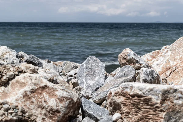 Rotsachtige Kust Van Middellandse Zee Het Noorden Van Israël — Stockfoto