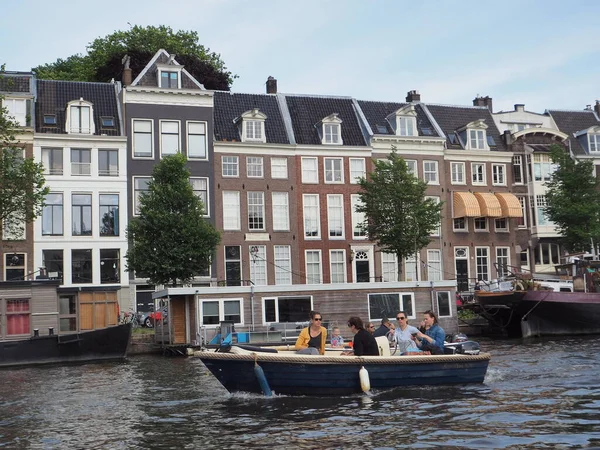 Grachten Van Stad Mensen Boot — Stockfoto