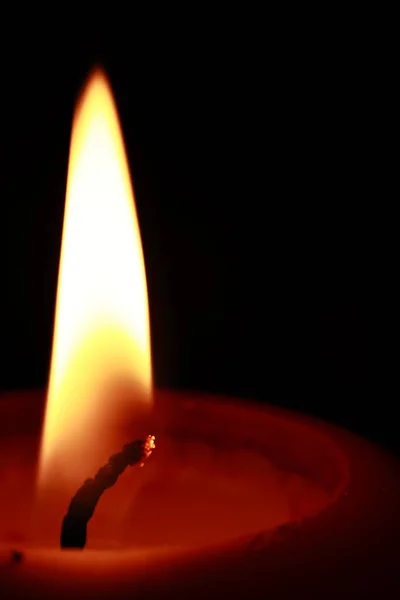 Burning Candle Black Background — Stock Photo, Image