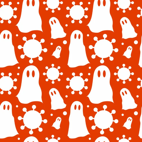 Halloween Seamless Pattern Ghosts Vector Illustration — Wektor stockowy