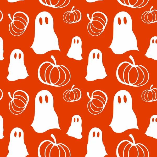 Halloween Naadloos Patroon Met Pompoenen Vector Illustratie — Stockvector