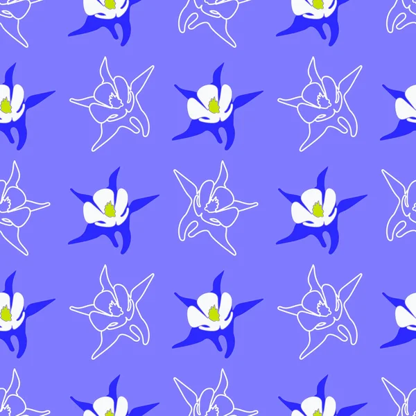 Bezszwowe Niebieskie Tło Kwiat Gwiazdy Powtarzający Się Wzór Tła — Wektor stockowy