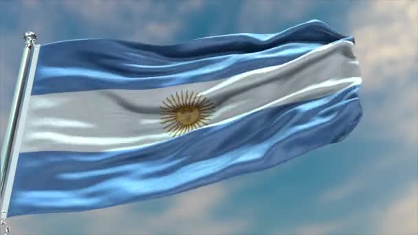 Bilder Viftande Argentina Flagga Himlen — Stockvideo