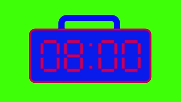 Uhr Isoliert Auf Grünem Hintergrund — Stockvideo