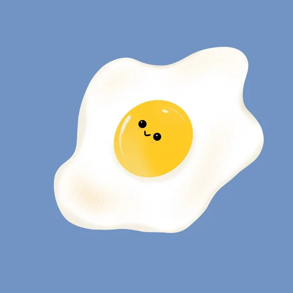 Illustrazione Vettoriale Uovo Giallo Con Sorriso Sfondo Bianco — Foto Stock
