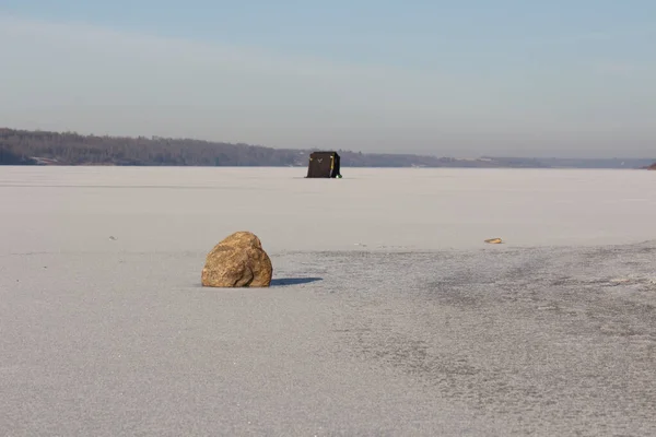 Bela Paisagem Inverno Costa Lago Suécia — Fotografia de Stock