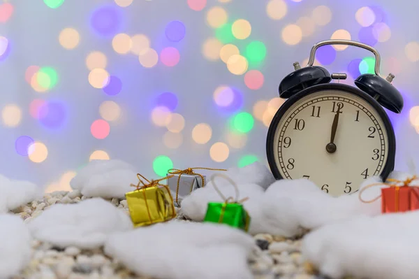 Feliz Natal Caixa Presente Neve Noite Fundo — Fotografia de Stock