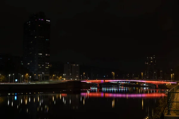 Vista Nocturna Ciudad Capital Del Estado Los Más Poblados — Foto de Stock