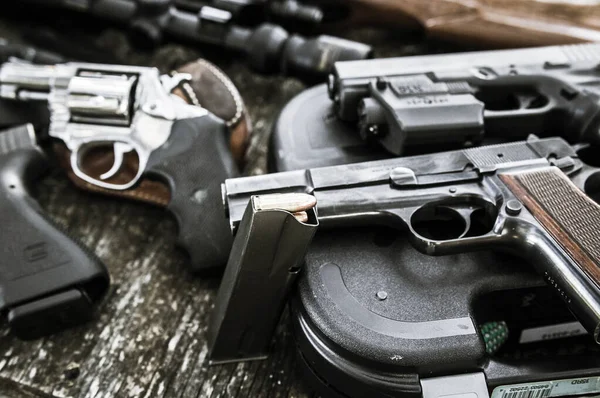 Gun Bullets Black Background — Stock Photo, Image