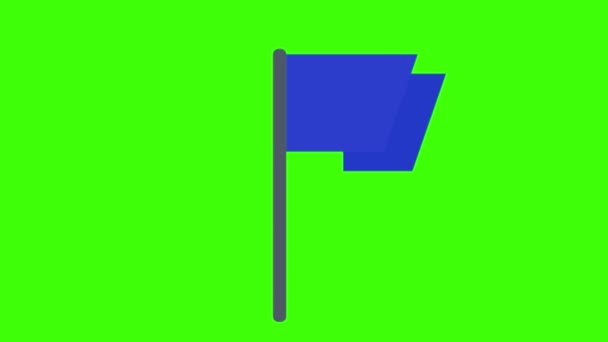 Helle Zeichentrickanimation Der Blauen Flagge — Stockvideo