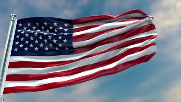 美国国旗在天空飘扬的镜头 — 图库视频影像