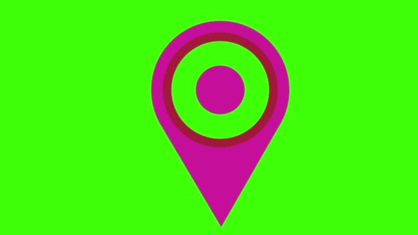 Neon Yeşil Arkaplanda Harita Iğnesi — Stok video