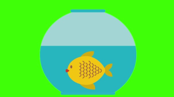 Ljus Tecknad Animation Akvariet Med Fisk — Stockvideo