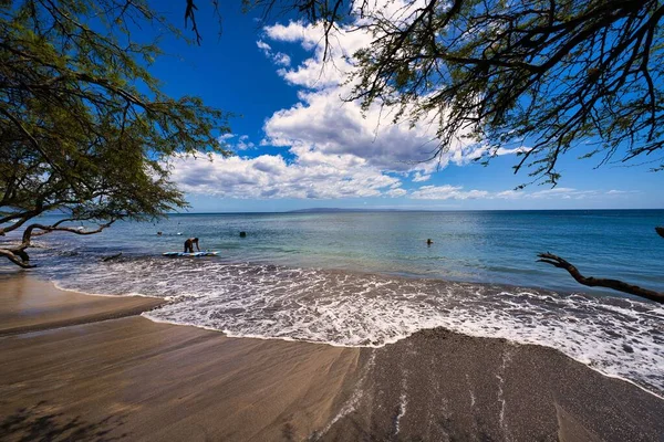 Hermosa Playa Con Árbol Cielo Azul — Foto de Stock
