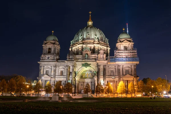 Catedral Berlín Alemania Vista Nocturna Dominación Berlinesa Antigua Iglesia Del — Foto de Stock