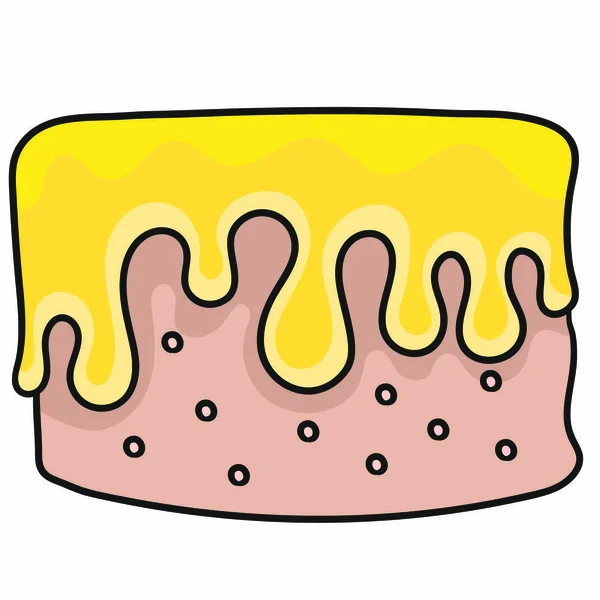 Vector Illustration Cartoon Cake Yellow Glaze — Διανυσματικό Αρχείο