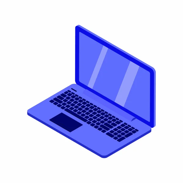 Laptop Computericoon Platte Illustratie Van Desktop Met Schaduw Vector Pictogrammen — Stockvector